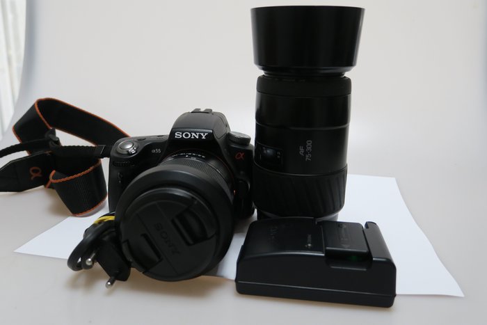 Sony alpha 55 camera + Sony 18-70mm + Minolta 75-300mm (inclusief accessoires) 數位相機