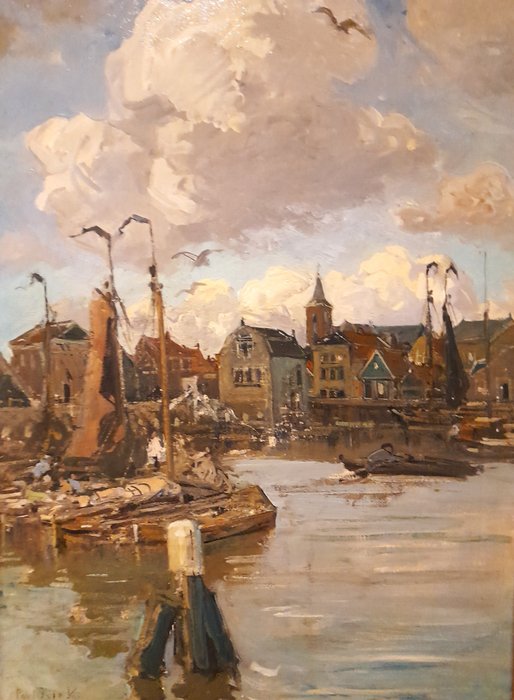 Paulus Rink (1861-1903) - Gezicht op de haven van Volendam