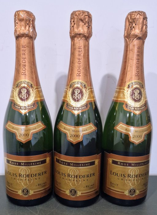 2000 Louis Roederer, Millesimé - Champagne Rosé - 3 Flessen (0.75 liter)