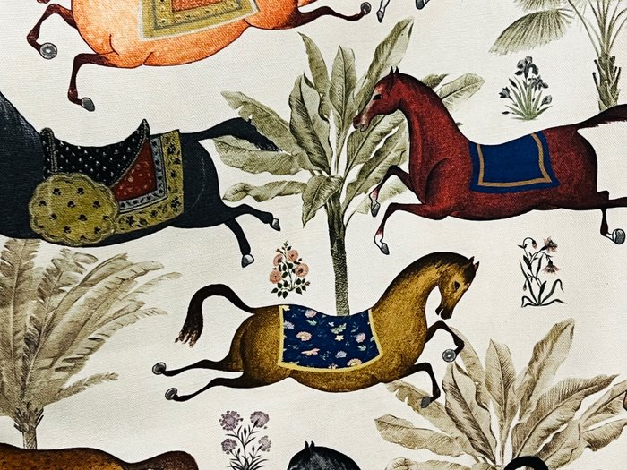 阿拉伯馬奔跑的數位印花布料 - 室內裝潢織物  - 300 cm - 280 cm