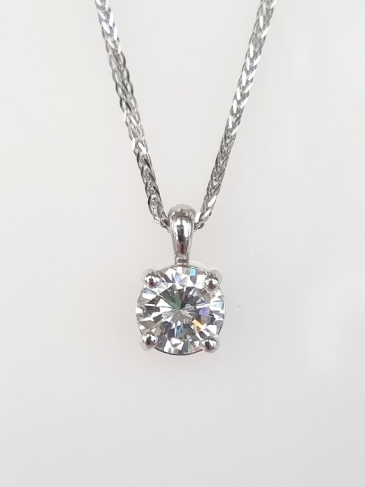 Necklace with pendant - 14 kt. White gold -  0.78ct. tw. Diamond  (Natural)