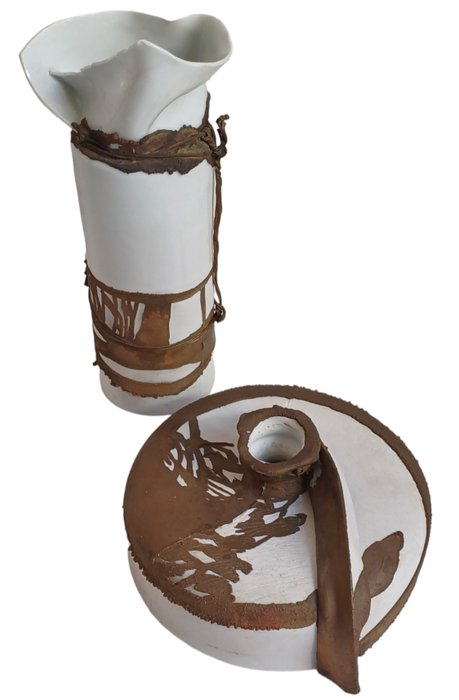 Vase (2)  - Keramik, Kupfer, Porzellan