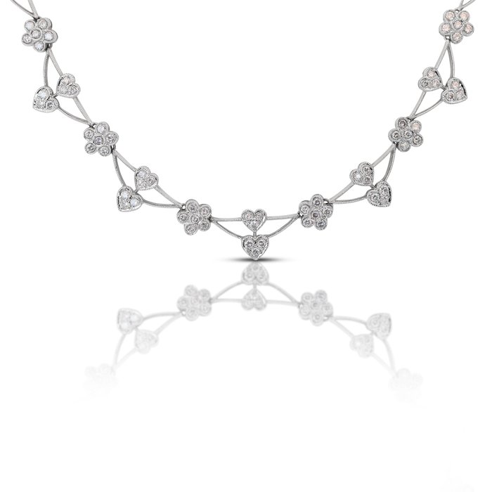 IGI Certificate - 4.20 total carat diamonds - Necklace White gold Diamond  (Natural) 