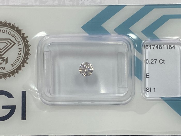1 pcs 鑽石 - 0.27 ct - 圓形 - E(近乎完全無色) - SI1, No reserve price