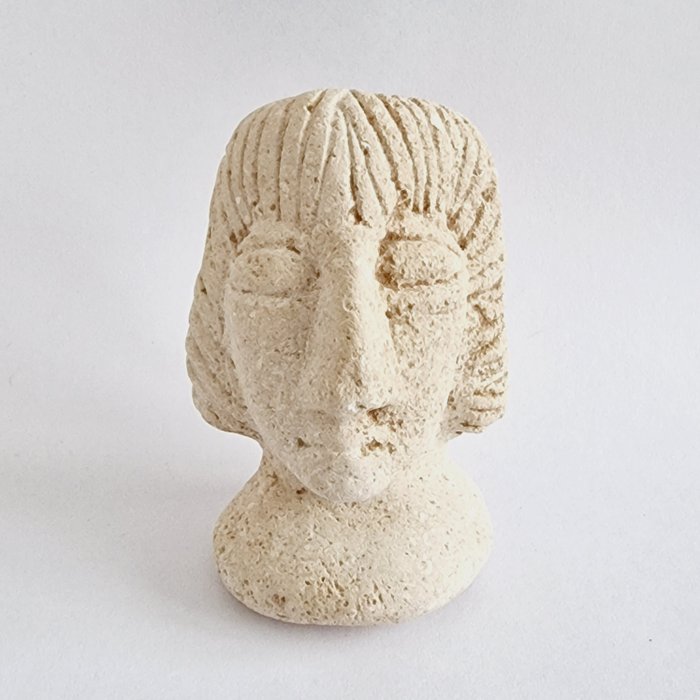 Bactriano Dolomita Talismán ídolo XL de cabeza de gobernante - 86 mm
