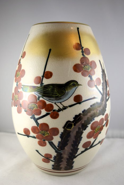 Vase - Kutani Yaki Porzellanvase (25 cm / 1150 Gramm) - Japan  (Ohne Mindestpreis)