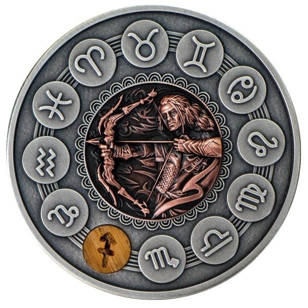 纽埃. 1 Dollar 2019 Sagittarius - Zodiac Signs - Antique Finish, 1 Oz (.999)  (没有保留价)