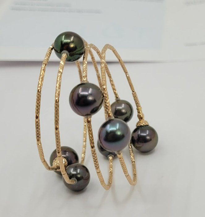 ALGT Certified Round Tahitian Pearls 手镯 - 玫瑰金 