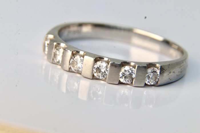 结婚戒指 白金, “PT950” 钻石  (天然) - 钻石 