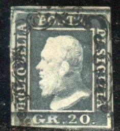 Italiaanse oude staten - Sicilië 1859 - leisteen korrel 20 - Sassone 13