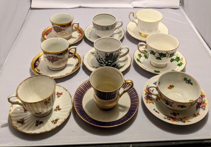 Diverse merken - Cup and saucer (9) - kop en schotel - Porcelain