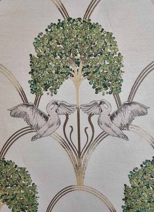 Raro Jacquard Art Nouveau con cisnes - 300x280cm - Jacquard de lujo - Dorado - Textil  - 280 cm - 0.02 cm