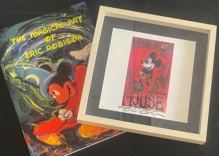 Eric Robison, Disney concept designer - 1 Lithograph - Disney - 100 Mickeys - Angie's Mouse  - Signed Lithograph in frame + rare book: The Magical Art of Eric Robison