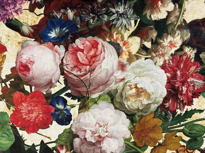 Refinada tela de algodón - Diseño de flores y hojas - Tejido de tapicería - 600 cm