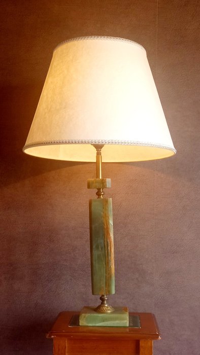 Tischlampe - Französischer Empire-Stil - Messing, Onyx