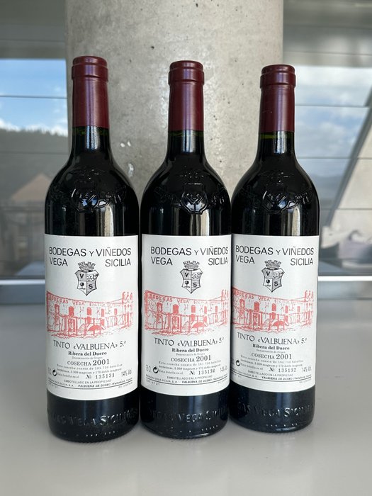 2001 Vega Sicilia, Valbuena 5º Año - 里貝拉格蘭德爾杜羅 - 3 瓶 (0.75L)