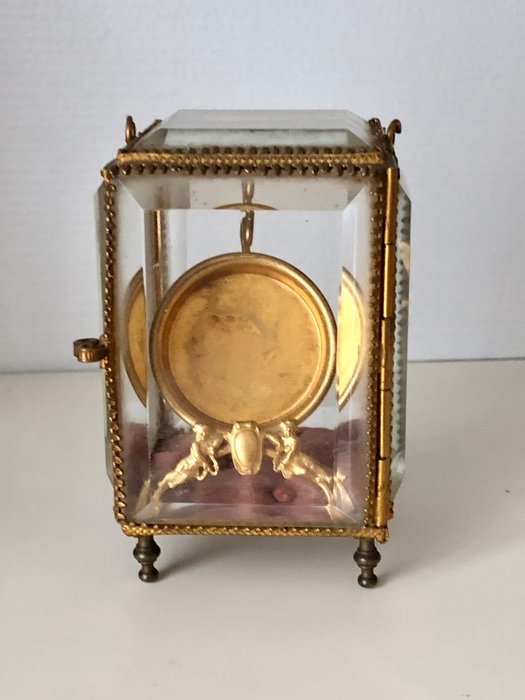 Jewellery box - Antique porte montre in cut glass and gold-plated brass ...