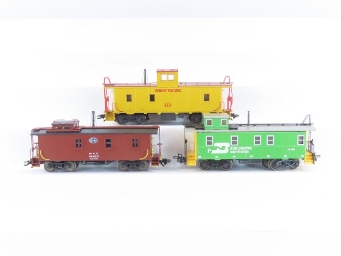 Märklin H0 - 4775/45702/45703 - Modelltog godsvogn (3) - 3 fireakslet "Caboose" - Union Pacific Railroad, Burlington