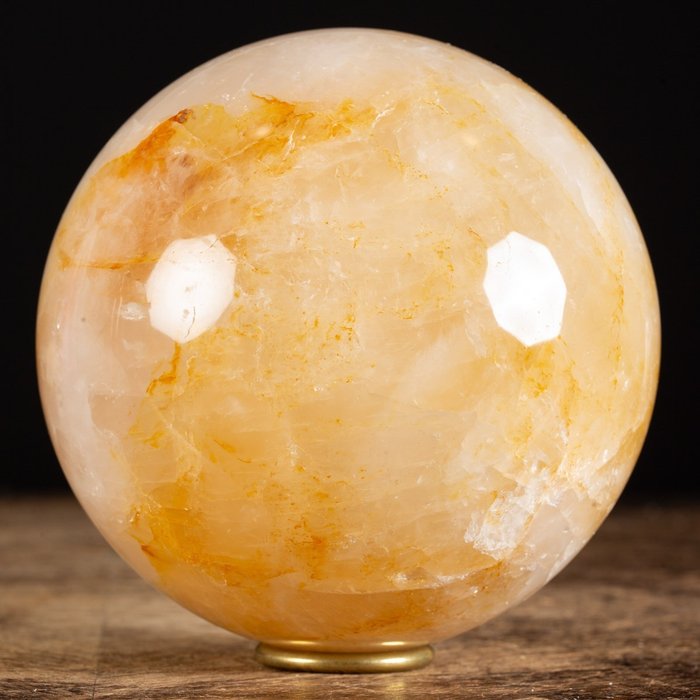 Esfera de Quartzo Curador Dourado Esfera Curadora de Chakra - Altura: 127 mm - Largura: 127 mm- 2650 g