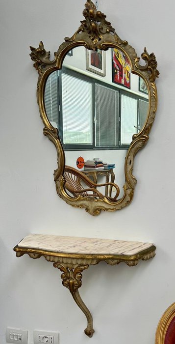 墙面镜子 (2)  - 大理石, 木