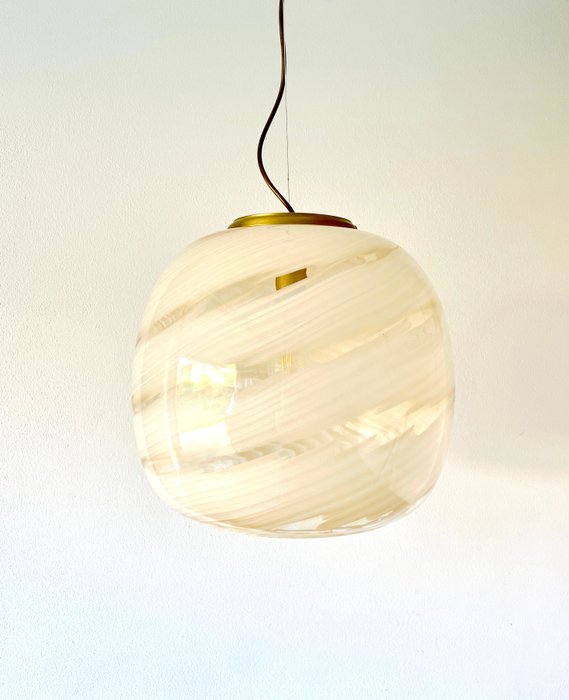 GB Lampadari - Lampe à suspendre - Plume d'ambre - verre de Murano