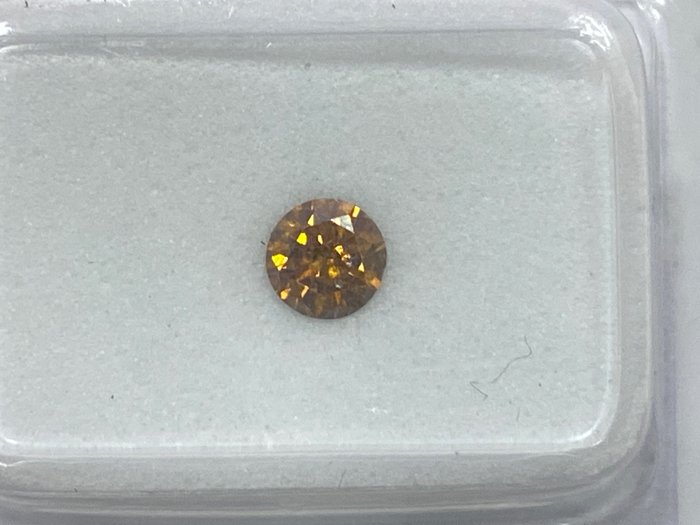 1 pcs Diamante - 0.25 ct - Rotund - Fancy deep brown orange yellow - I1, NO RESERVE PRICE