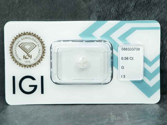 鑽石 - 0,58 ct - 明亮型 - G - I3