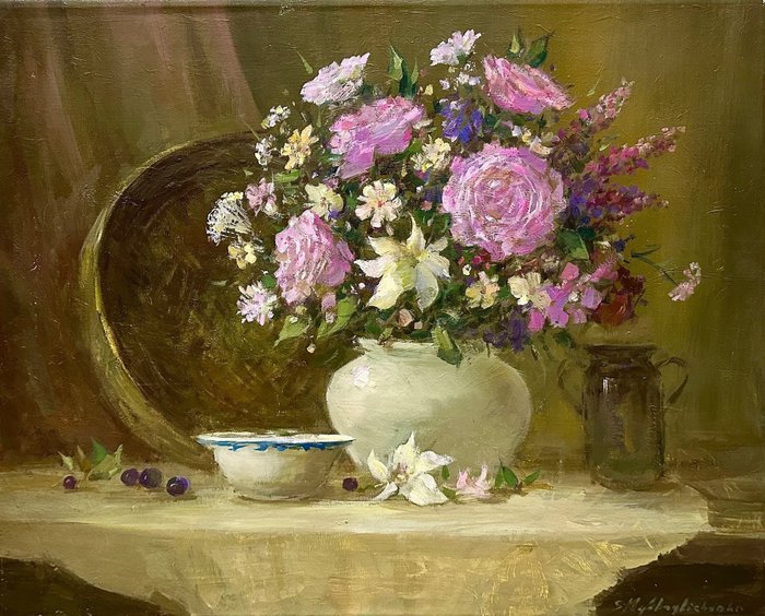 Sergey Mihailichenko (1970) - Bouquet in white vase