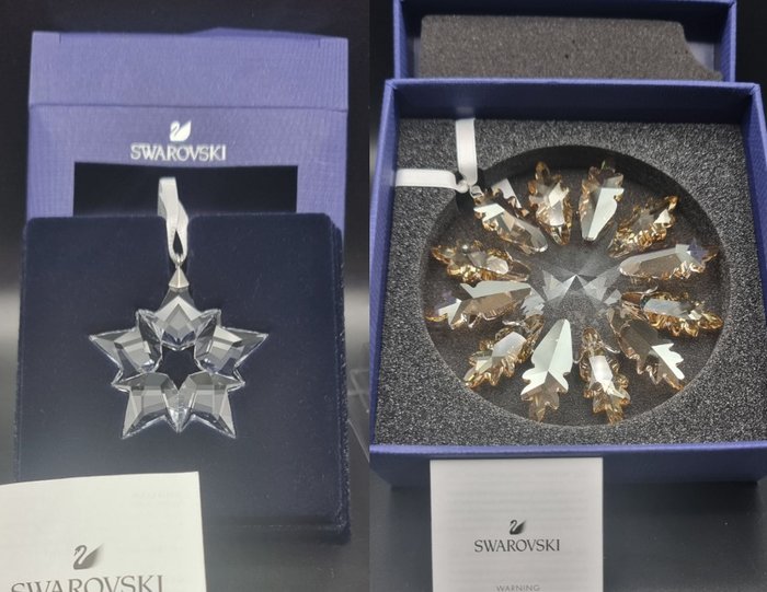 Figur - Swarovski - Christmas Ornament Winter Star 5464857 + Little Star Ornament 5429593 - Boxed (2) - Krystall