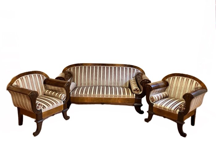 Sofa und zwei Sessel - Divano - Legno