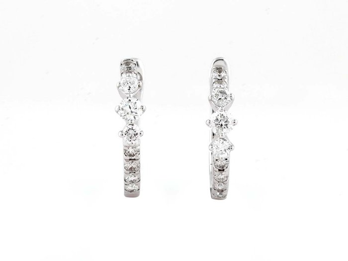 Boucles d'oreilles - 18 carats Or blanc -  0.30ct. tw. Diamant  (Naturelle)