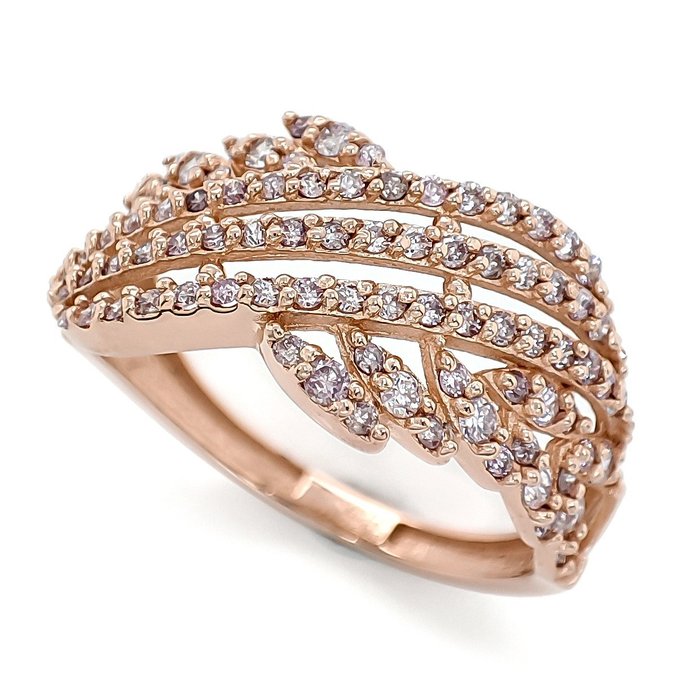 Geen minimumprijs - 0.60 Carat Pink Diamond Ring - Ring - 14 kt goud - Roségoud 