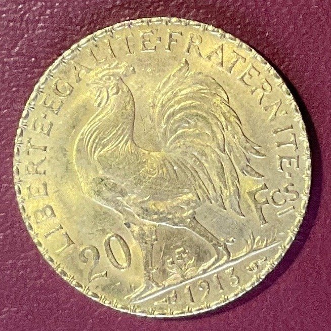 法國. Third Republic (1870-1940). 20 Francs 1913 Marianne