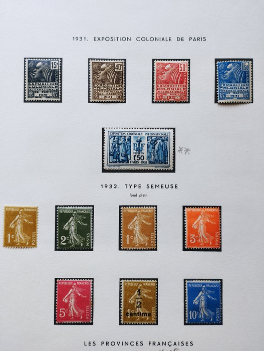 Francia 1930/1935 - Conjunto casi completo en láminas MOC. - Yvert 270 / 300