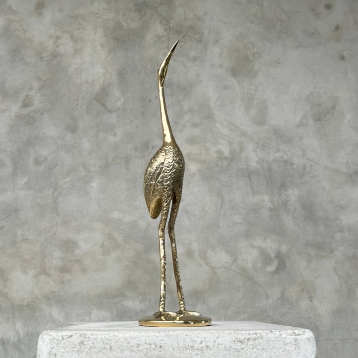 雕刻, NO RESERVE PRICE - Bring the Beauty of Nature Indoors with a Gold Accent Bronze Crane Statue - 35 cm - 青銅色