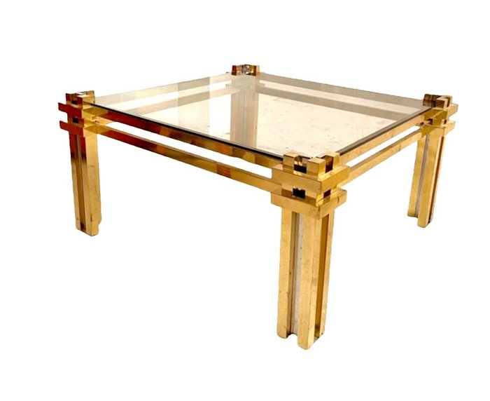 Romeo Rega - Centre table - Skylines - Brass, Chrome plating, Glass