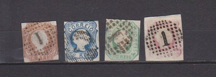 Portugal 1855/1855 - Portugal Michel 5 + 6I + 7A + 8 stamped. - Portugal Michel 5 + 6I + 7A + 8 gestempeld.