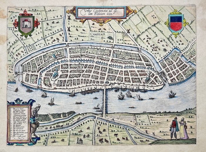 Niederlande, Landkarte - Campen; J. Janssonius - 1601-1620