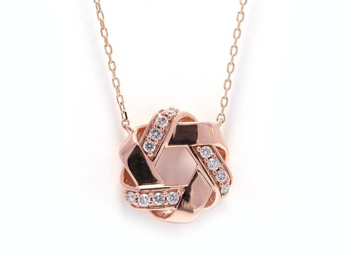 Collier - 14 carats Or rose -  0.23 tw. Diamant  (Naturelle)