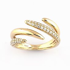 Ring – 14 kt goud – Geel goud –  0.26ct. Diamant