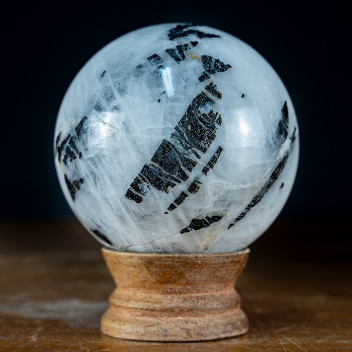 Naturlig sort turmalin og kvarts Crystal Sphere, fra Brasilien- 505.05 g