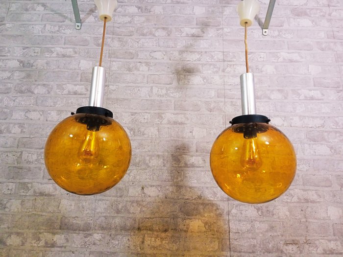 Hanging lamp (2) - Alloy, Aluminium, Brass, Glass