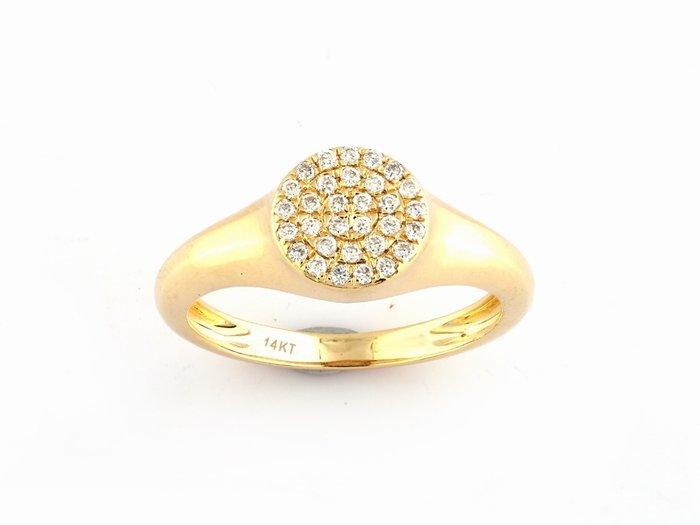 戒指 - 14K包金 黄金 -  0.19 tw. 钻石  (天然)
