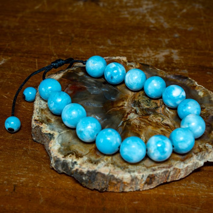 Very Rare AAA+++ Natural Blue Ocean Larimar Bracelet 209.6ct- 41.92 g