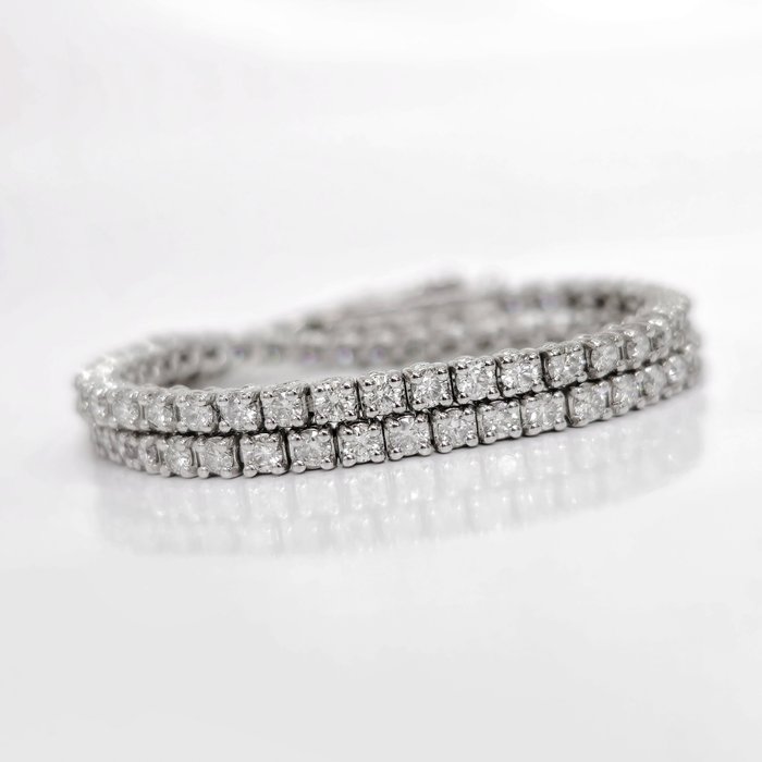 Ohne Mindestpreis - 2.20 ct E to G Diamond Designer Tennis Bracelet - 6.79 gr - Armband Weißgold Diamant  (Natürlich) 