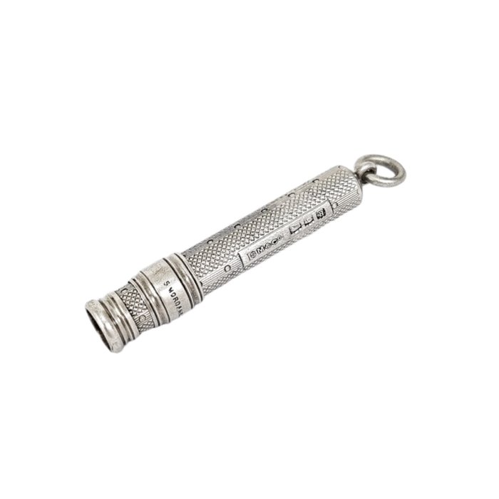 Sampson Mordan engine-turned mechanical propelling pencil with bale for necklace - Lapiseira