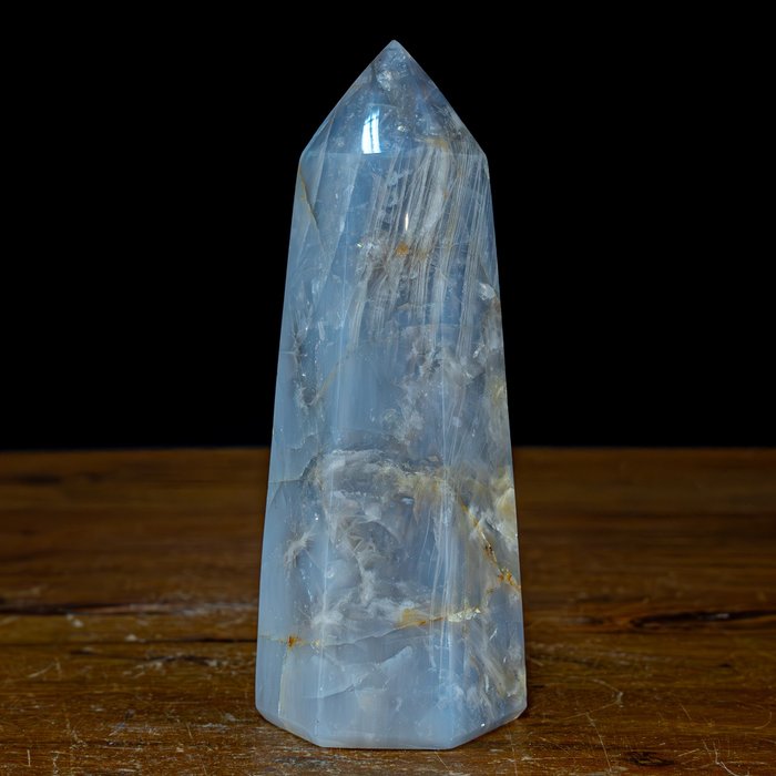 **Nova descoberta** Roxo Natural - Quartzo Azulado e Esfumaçado Obelisco- 949.82 g