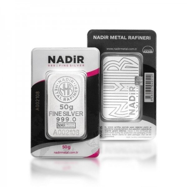50 grams - Ασημί .999 - Nadir - Sealed & with certificate  (χωρίς τιμή ασφαλείας)
