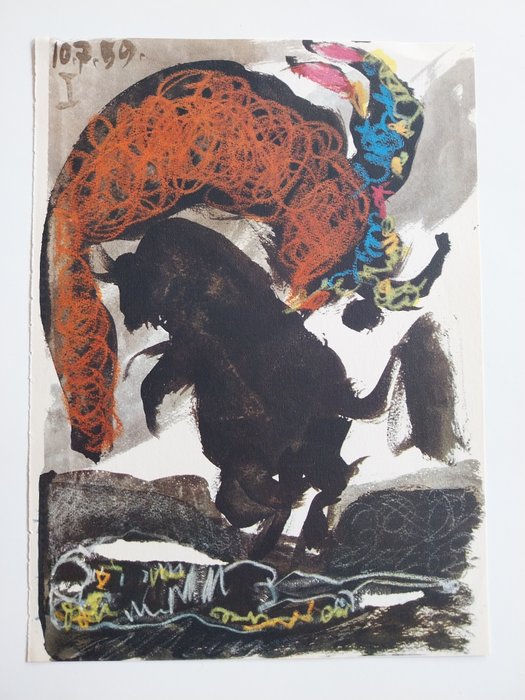 Pablo Picasso (1881-1973) - Aus Toros y Toreros  (1961 gedruckt)  Cercle d`Art  Stierkampfszene