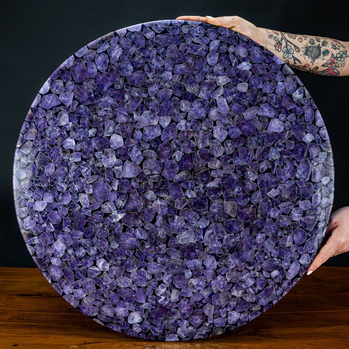 Luonnollinen violetti ametisti Pöytälevy - Korkeus: 600 mm - Leveys: 600 mm- 11551.29 g